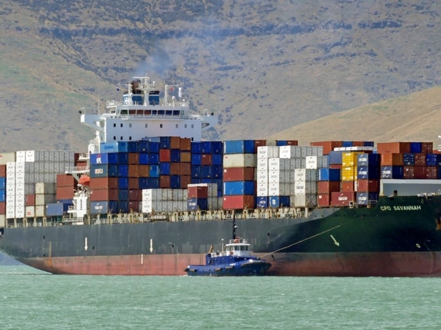Container ship at sea